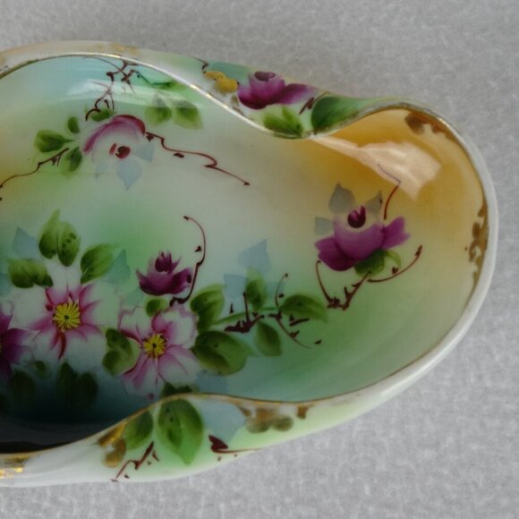 Floral Trinket Dish Oval Porcelain Ceramic Key Jewelry Vintage Old Money Signed - Picture 4 of 8